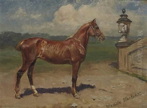 Cheval Devant Un Perron Oil Painting by Wladyslaw Stachowski