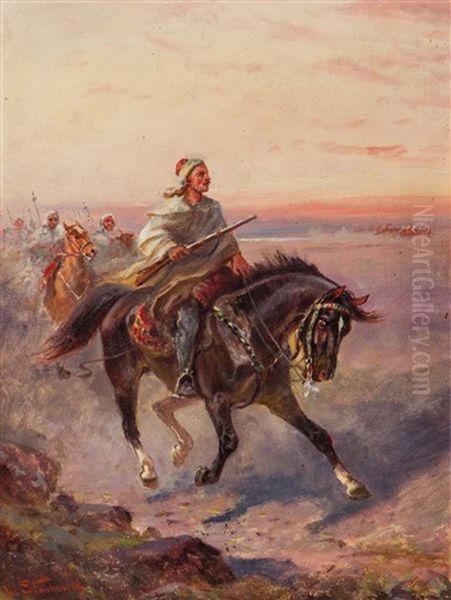 Arab Na Koniu Oil Painting by Wladyslaw Stachowski