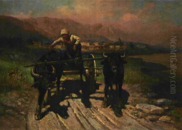 Ochsengespann Mit Einem Russischen Fuhrmann Oil Painting by Wladyslaw Stachowski