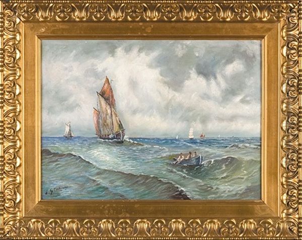 Sails And Boats Oil Painting by Wladyslaw Stachowski