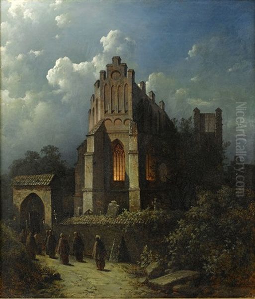 S:t Peders Klosterkyrka I Lund I Mansken Oil Painting by Joseph Magnus Stack