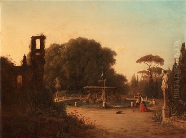 Fontana Dei Cavalli I Villa Borghese Oil Painting by Joseph Magnus Stack