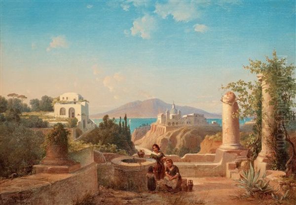 Parti Vid Vico Nara Sorrento (neapel) Oil Painting by Joseph Magnus Stack