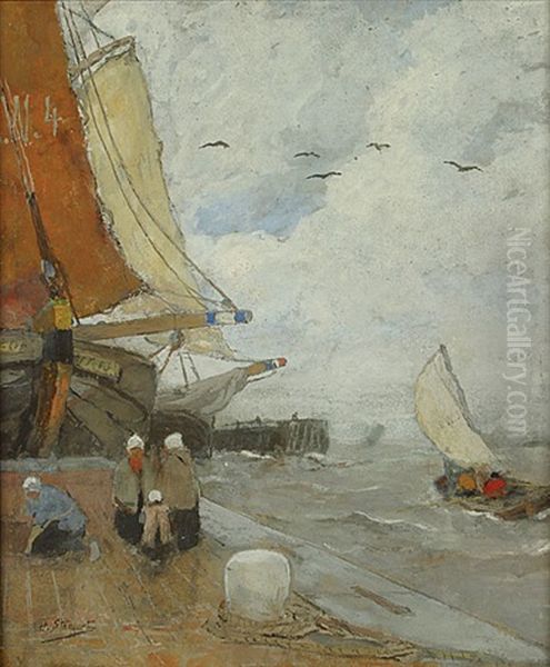 Zeilboten Te Zeeland Oil Painting by Henry Stacquet