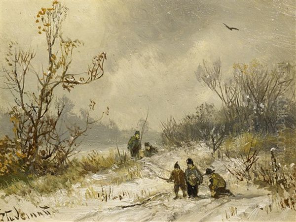 Anglerfreuden Im Winter Oil Painting by Adolf Stademann