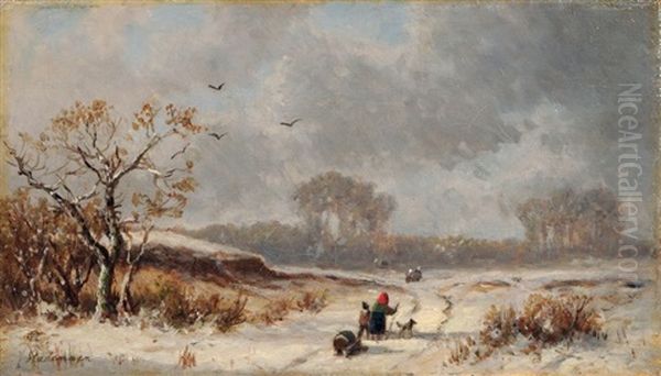 Winterlandschaft Mit Heimkehrenden Bauern Oil Painting by Adolf Stademann