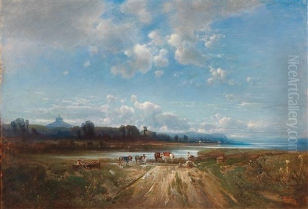 View From The Banks Of The Danube To The Rotunde by Toni von Stadler