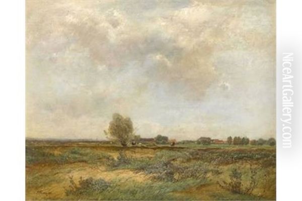 Landschaft Mit Ausblick Auf Ein Dorf Oil Painting by Toni von Stadler