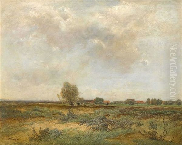 Landschaft Mit Ausblick Auf Ein Dorf Oil Painting by Toni von Stadler