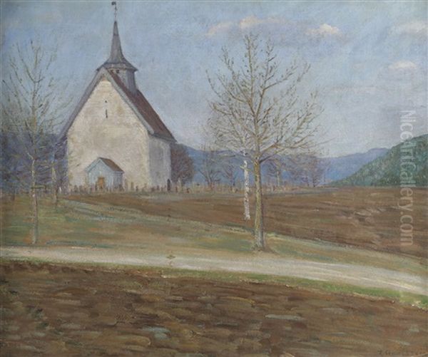 Stenkirke Oil Painting by Torleiv Jorgensen Stadskleiv