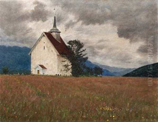 Bo Gamle Kirke Oil Painting by Torleiv Jorgensen Stadskleiv