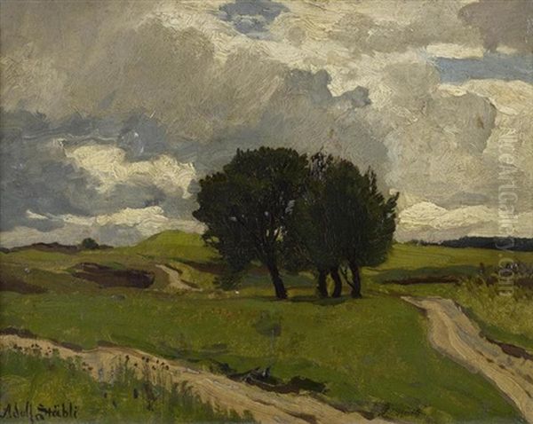 Landschaft Mit Weg Oil Painting by Adolf (Johann) Staebli