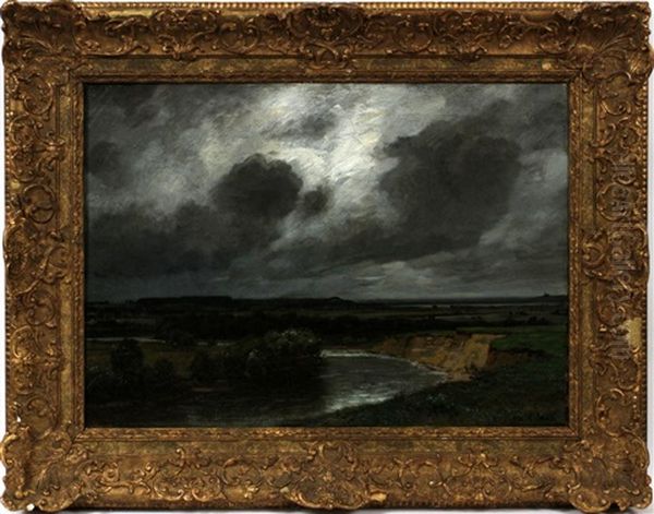 Storm Scene Oil Painting by Adolf (Johann) Staebli