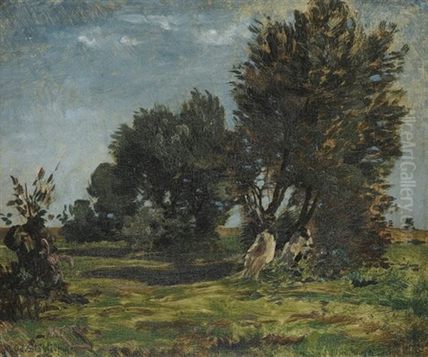 Weiden Bei Pang Oil Painting by Adolf (Johann) Staebli