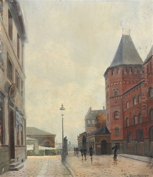 Townscape From Copenhagen Oil Painting by Fritz Staehr-Olsen