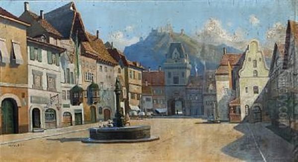 View From A Southern European City Oil Painting by Fritz Staehr-Olsen