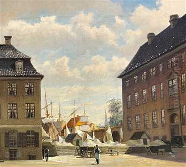 Nyhavn Set Fra Bredgade, Til Venstre Ses Kanneworffs Hus Til Hojre Charlottenborg Oil Painting by Fritz Staehr-Olsen