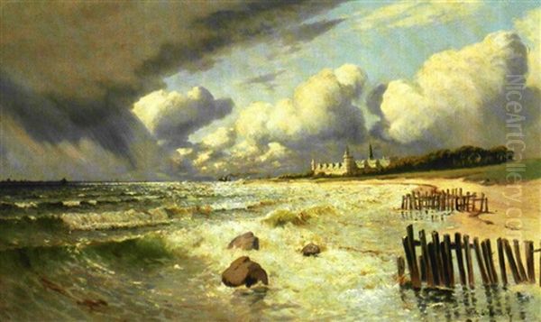 Blaesevejr Ud For Kronborg Oil Painting by Fritz Staehr-Olsen