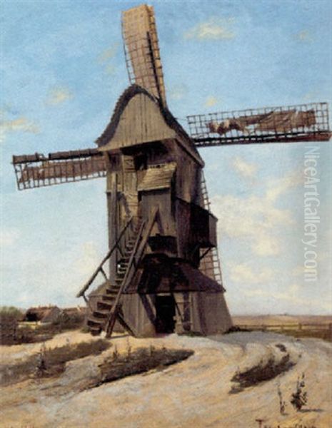 Vindmolle Ved Rye Oil Painting by Fritz Staehr-Olsen