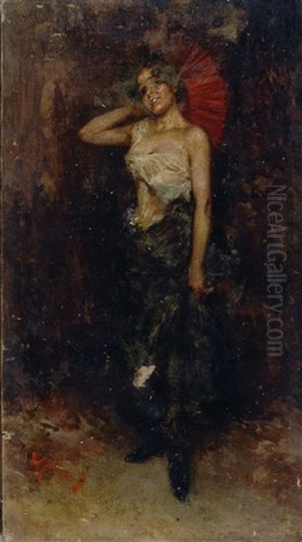 Modella Con Ventaglio Oil Painting by Arturo Stagliano