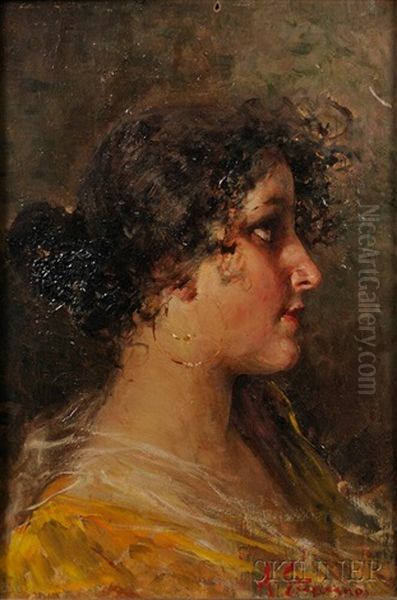 Profile Of A Young Beauty Oil Painting by Arturo Stagliano