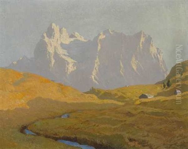 Blick Auf Das Karwendelgebirge Oil Painting by Albert Stagura