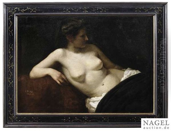 A Female Nude Oil Painting by Constantin Daniel Stahi