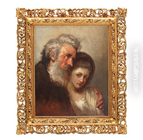 The Grandfather And The Niece Oil Painting by Constantin Daniel Stahi