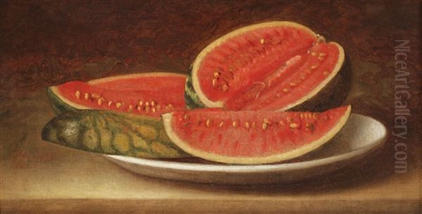 Slices Of Watermelon Oil Painting by Constantin Daniel Stahi