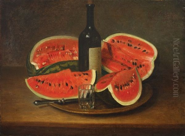 Still Life With Watermelons Oil Painting by Constantin Daniel Stahi