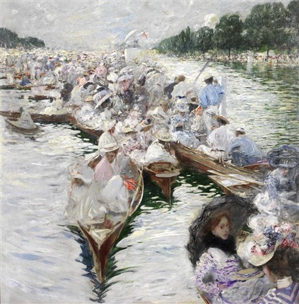 Henley Regatta Oil Painting by Friedrich Stahl