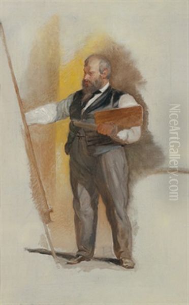 Carl Rahl In Seinem Venezianischen Studio Oil Painting by Heinrich Stahl