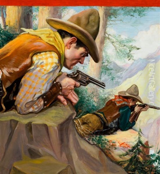 No Back Trail, Argosy Magazine Cover, July 30, 1932 Oil Painting by Paul C. Stahr