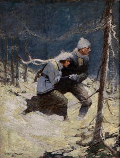 Fleeting In The Winter Woods Oil Painting by Paul C. Stahr