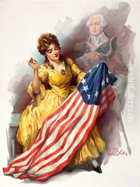 Young Betsy Ross (cover Study For The Elks) Oil Painting by Paul C. Stahr