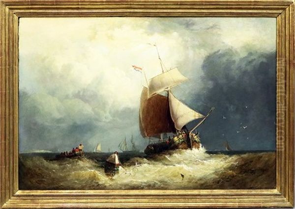 Segelschiffe Vor Kustenstreifen Oil Painting by George Stainton