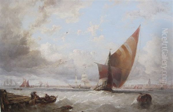 Shipping On The Thames Oil Painting by George Stainton