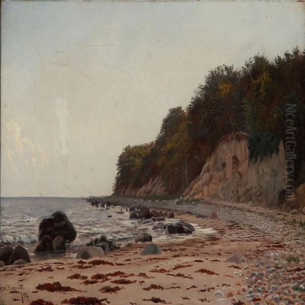 Strandparti Ved Pomlenakke (falster) Oil Painting by Johannes Herman Brandt