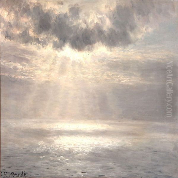 Sun Beams Over The Sea Oil Painting by Johannes Herman Brandt