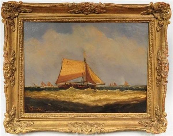 Seascape With Sailboats Oil Painting by George Stainton