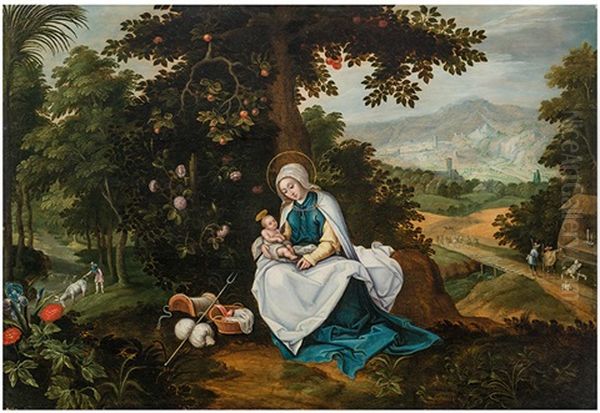 Rest On The Flight Into Egypt Oil Painting by Adriaen Van Stalbemt