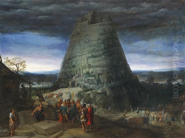 The Tower Of Babel Oil Painting by Adriaen Van Stalbemt