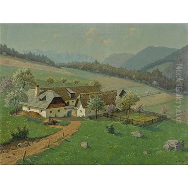 Feldlandschaft Mit Gutshof by Hans Stalzer