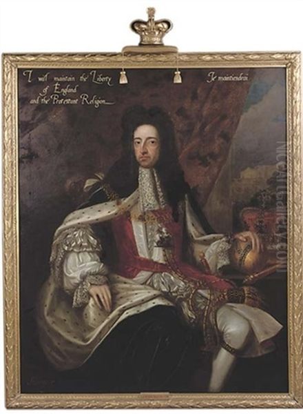 Portrait Of William Iii In Coronation Robes Oil Painting by Franz van Stampart