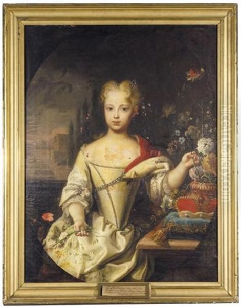 Portrait Of The Archduchess Maria Anna, Daughter Of Emperor Charles Vi, Sister Of Empress Maria Theresia,  Wife Of Karl Duke Of Lothringen Oil Painting by Franz van Stampart