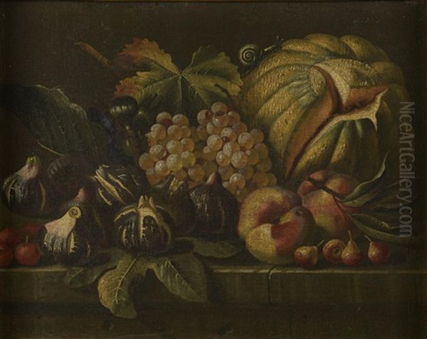 Still Life With Figs And Melons, Pomegranates And Grapes Oil Painting by Giovanni Stanchi