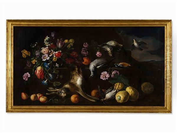 Hunting Still Life With Flowers by Giovanni Stanchi