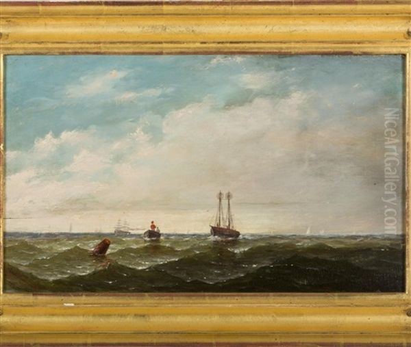 Harbor Scene Oil Painting by J.W. Stancliff