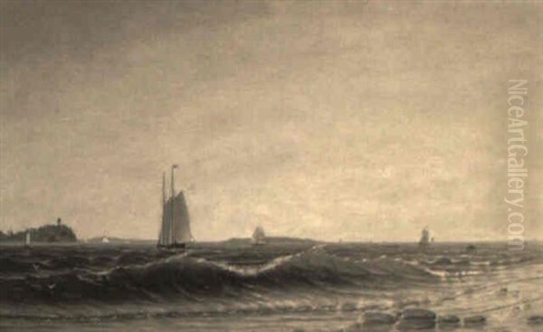 Ships Off Castle Rock Oil Painting by J.W. Stancliff