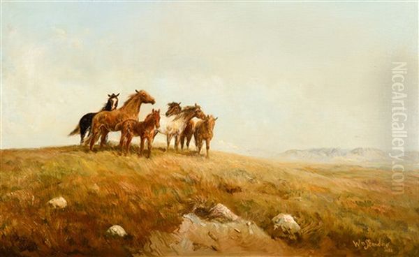 Horses On A Hill by William M. Standing